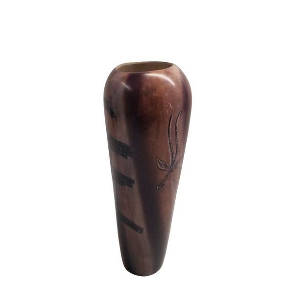 Stone Vase Hand Carved African Alabaster SIGNED Etched Scenes Gazelle Animal VTG - Picture 3 of 16